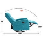 Fauteuil inclinable manuel en tissu avec fonction bascule et pivotante pour le salon