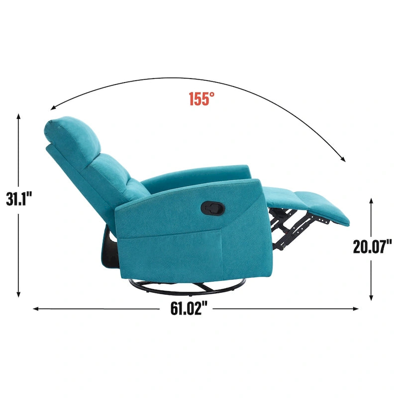 Fauteuil inclinable manuel en tissu avec fonction bascule et pivotante pour le salon