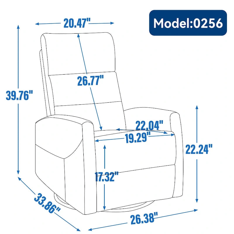 Fauteuil inclinable manuel en tissu avec fonction bascule et pivotante pour le salon
