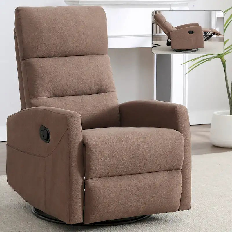 Fauteuil inclinable manuel en tissu avec fonction bascule et pivotante pour le salon