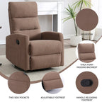 Fauteuil inclinable manuel en tissu avec fonction bascule et pivotante pour le salon