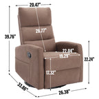 Fauteuil inclinable manuel en tissu avec fonction bascule et pivotante pour le salon