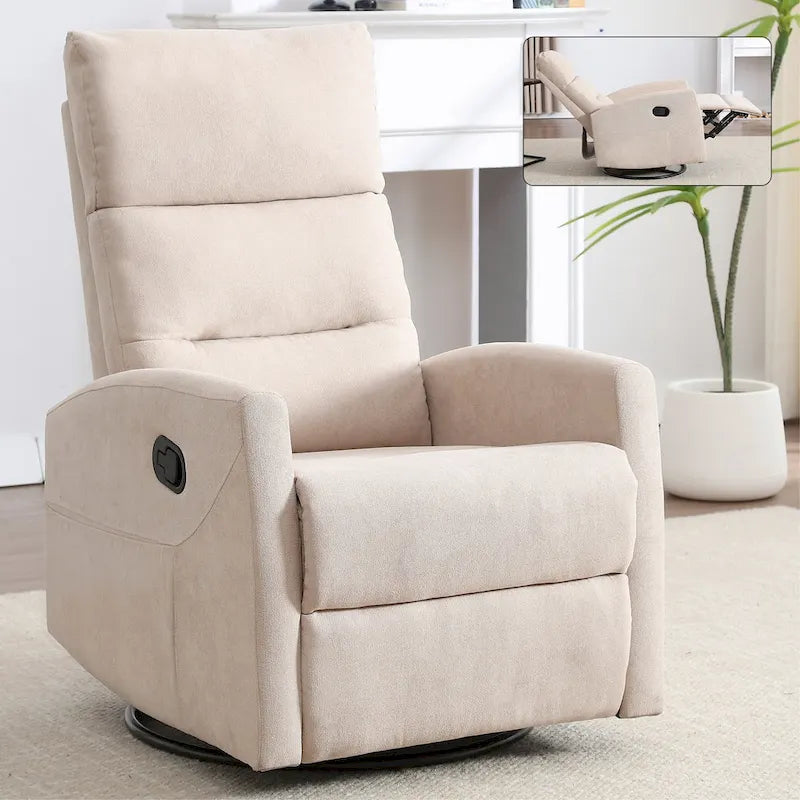 Fauteuil inclinable manuel en tissu avec fonction bascule et pivotante pour le salon