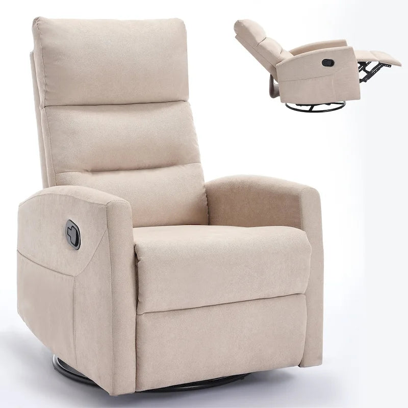 Fauteuil inclinable manuel en tissu avec fonction bascule et pivotante pour le salon