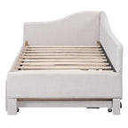 Lit de repos capitonné en forme de L, format simple, avec lit gigogne escamotable