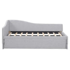 Lit de repos capitonné en forme de L, format simple, avec lit gigogne escamotable