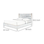 Lit Queen Size, Tête de Lit Rembourrée en Bouclette Beige, Bois Massif Noyer Marron