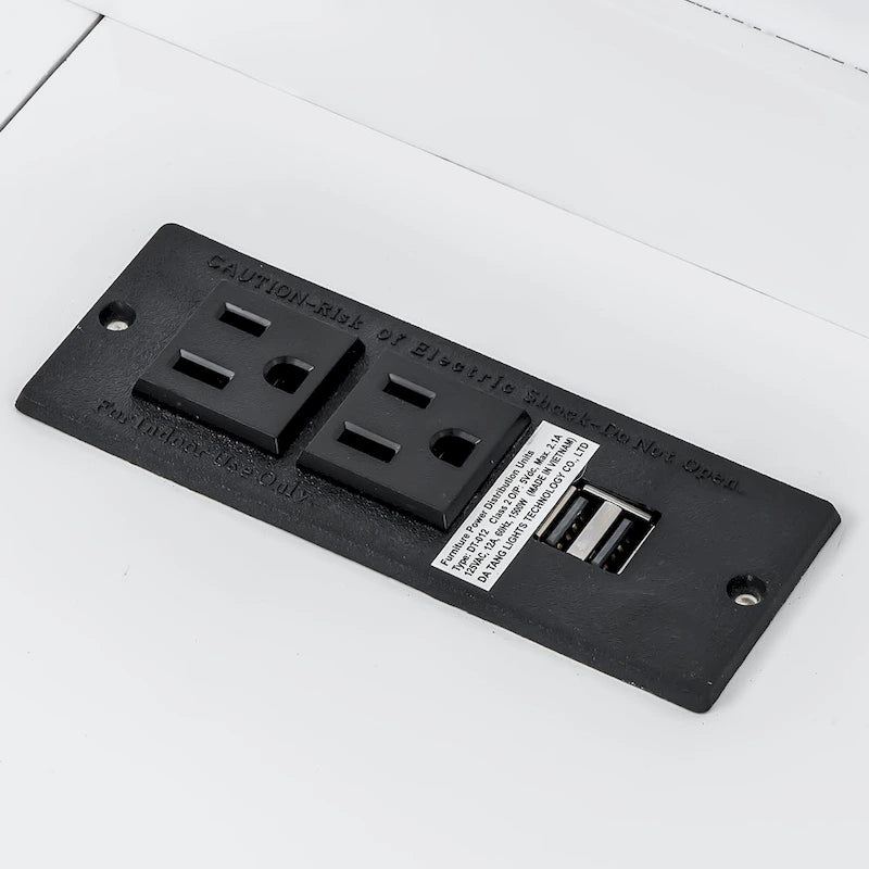 Lit escamotable Twin XL avec bureau et lumière LED, cadre en bois massif avec station de recharge USB, pour petits espaces et bureaux à domicile
