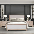 Lit capitonné en tissu et bois massif, style classique moderne