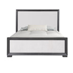 Lit capitonné en tissu et bois massif, style classique moderne