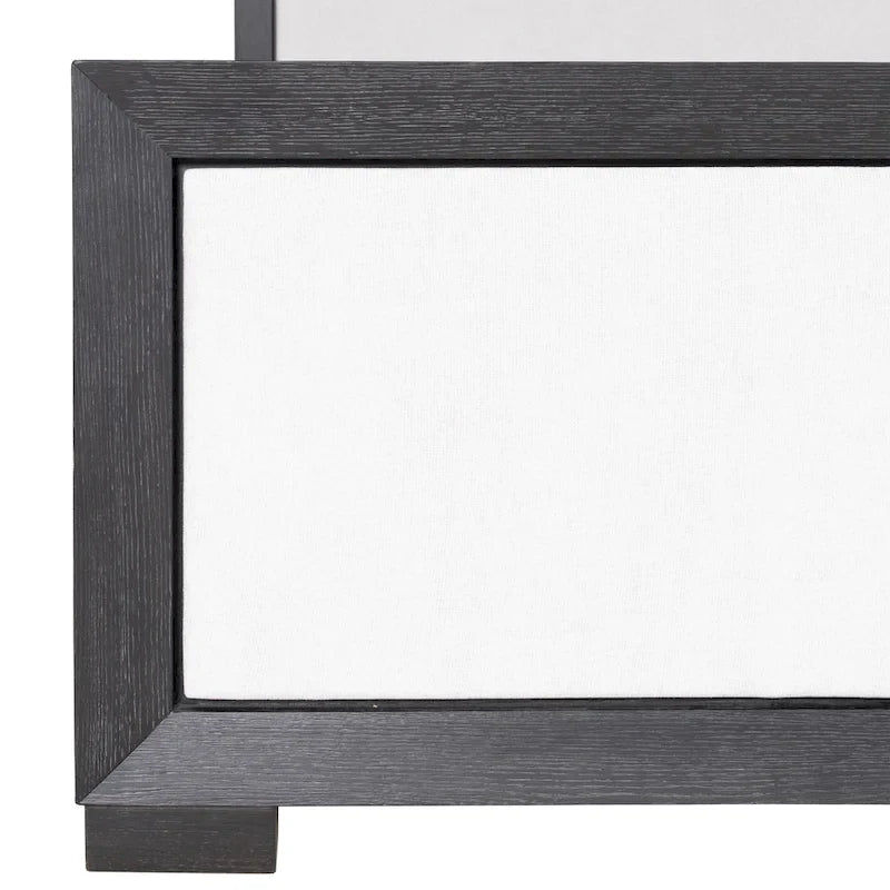 Lit capitonné en tissu et bois massif, style classique moderne