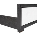Lit capitonné en tissu et bois massif, style classique moderne