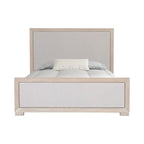 Lit capitonné en tissu et bois massif, style classique moderne