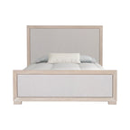 Lit capitonné en tissu et bois massif, style classique moderne