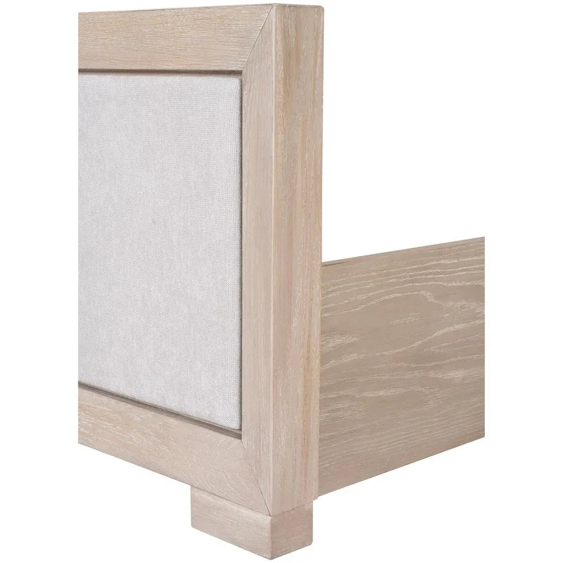 Lit capitonné en tissu et bois massif, style classique moderne