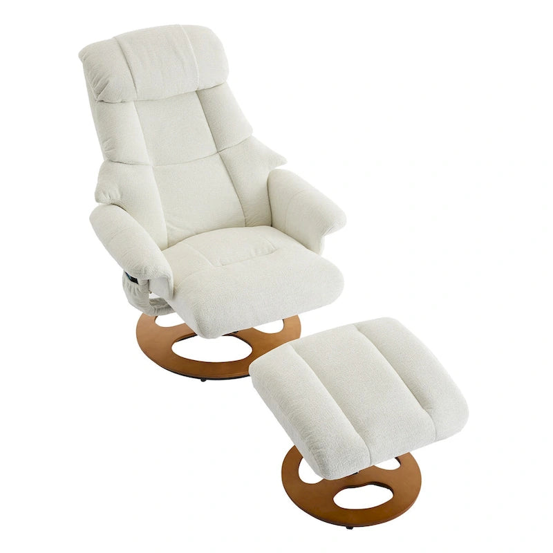 Fauteuil de massage inclinable pivotant à 360° avec ottoman, massage et siège chauffant