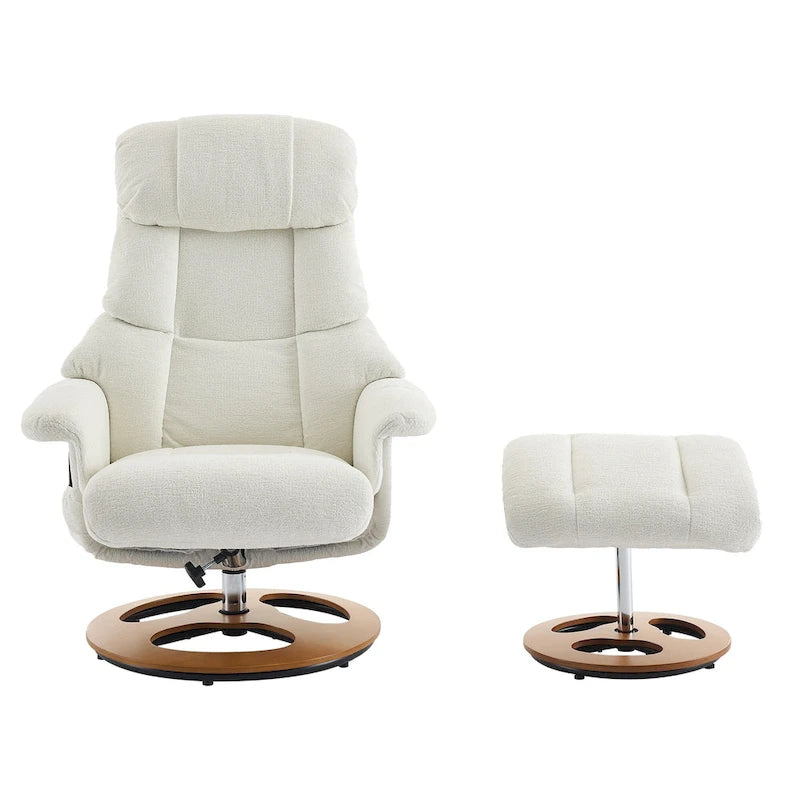 Fauteuil de massage inclinable pivotant à 360° avec ottoman, massage et siège chauffant