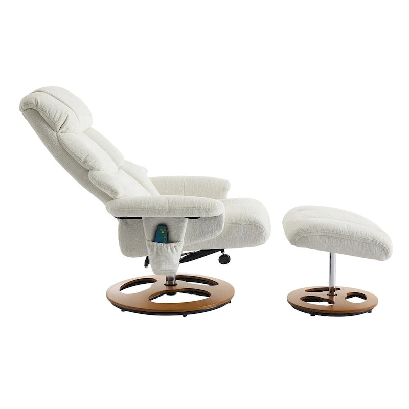 Fauteuil de massage inclinable pivotant à 360° avec ottoman, massage et siège chauffant