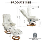 Fauteuil de massage inclinable pivotant à 360° avec ottoman, massage et siège chauffant