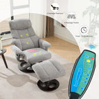 Fauteuil de massage inclinable pivotant à 360° avec ottoman, massage et siège chauffant