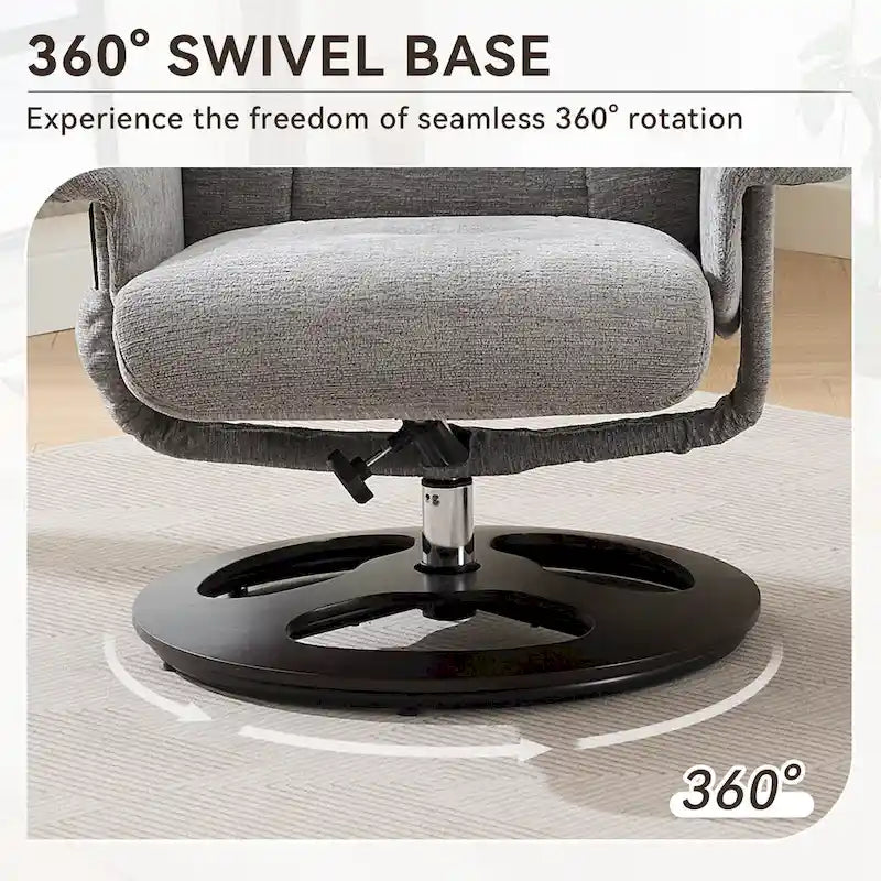 Fauteuil de massage inclinable pivotant à 360° avec ottoman, massage et siège chauffant