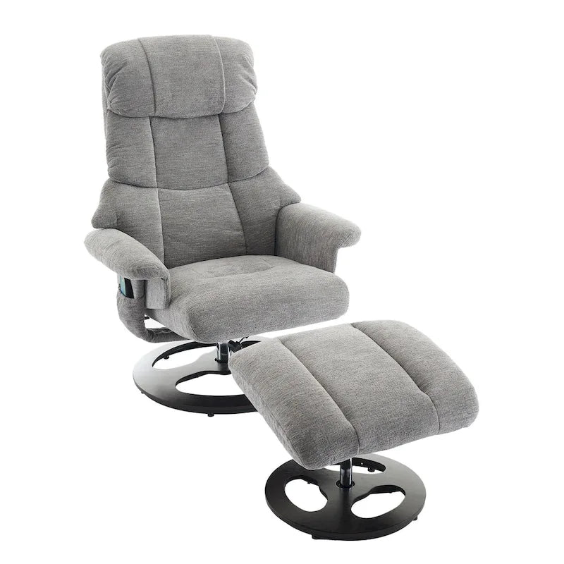 Fauteuil de massage inclinable pivotant à 360° avec ottoman, massage et siège chauffant