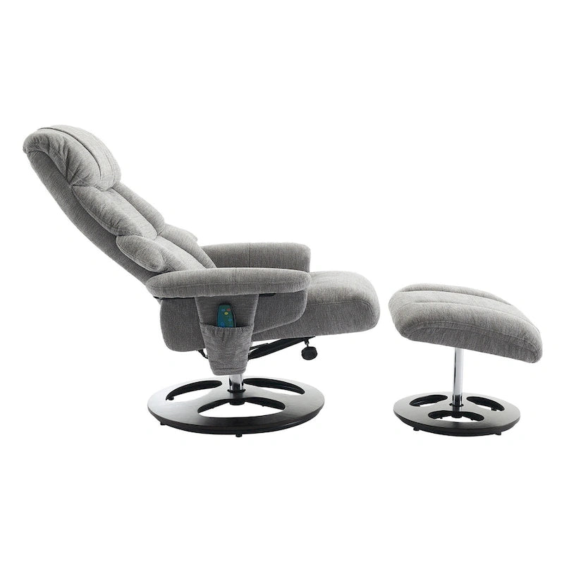 Fauteuil de massage inclinable pivotant à 360° avec ottoman, massage et siège chauffant