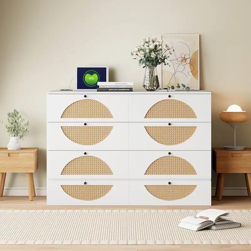Lit escamotable blanc pleine grandeur avec grand tiroir, ports USB et prises de courant