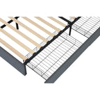 Lit plateforme queen size gris foncé avec 4 tiroirs de rangement, USB et lumières LED