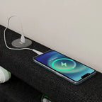 Lit plateforme queen size gris foncé avec 4 tiroirs de rangement, USB et lumières LED