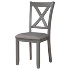 Table à manger traditionnelle grise en bois, 6 pièces, avec 4 chaises rembourrées et un banc