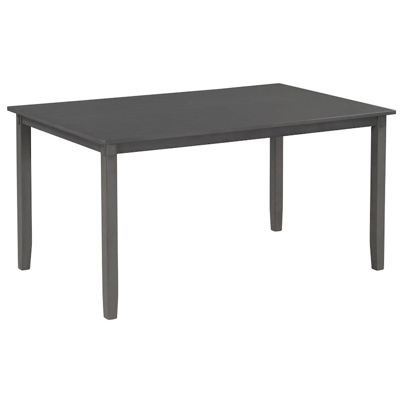 Table à manger traditionnelle grise en bois, 6 pièces, avec 4 chaises rembourrées et un banc