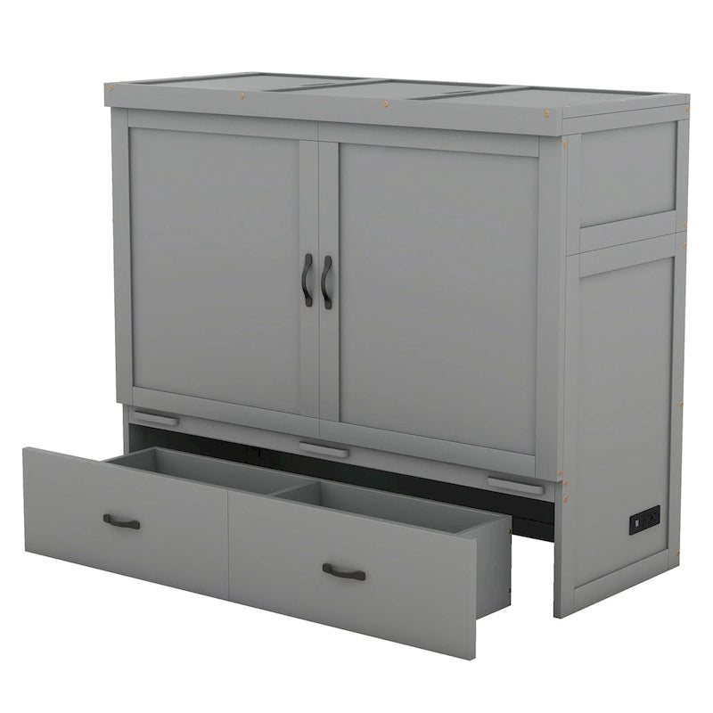 Lit escamotable Full Pine Murphy avec ports USB et tiroir