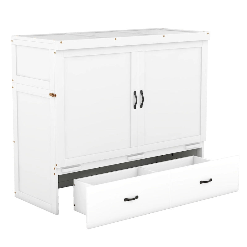 Lit escamotable Full Pine Murphy avec ports USB et tiroir