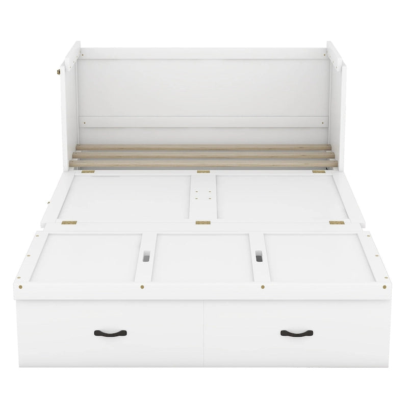 Lit escamotable Full Pine Murphy avec ports USB et tiroir