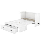 Lit escamotable Full Pine Murphy avec ports USB et tiroir