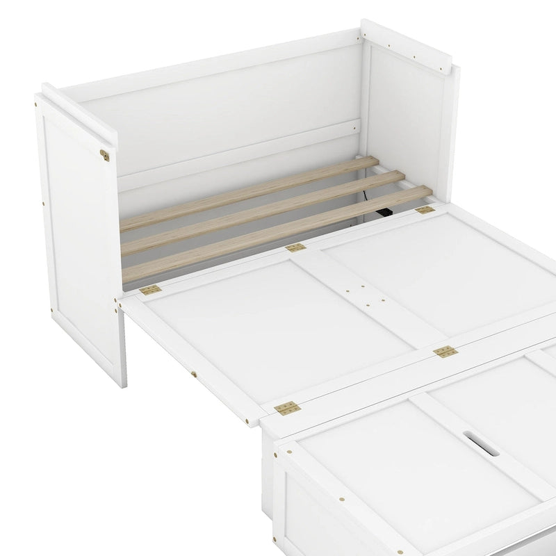 Lit escamotable Full Pine Murphy avec ports USB et tiroir