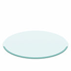Dessus de table rond en verre trempé, verre clair à bord biseauté poli et épais