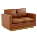 Causeuse moderne en cuir avec base et coussins dorés - 55.9