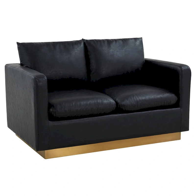 Causeuse moderne en cuir avec base et coussins dorés - 55.9