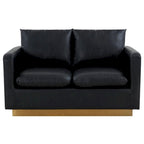 Causeuse moderne en cuir avec base et coussins dorés - 55.9
