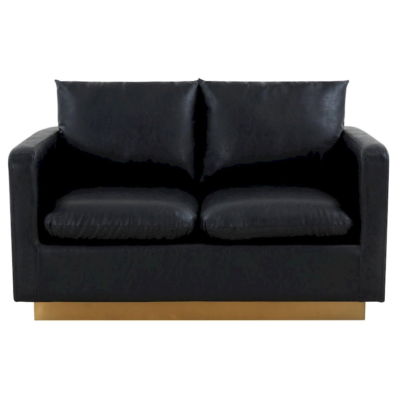 Causeuse moderne en cuir avec base et coussins dorés - 55.9