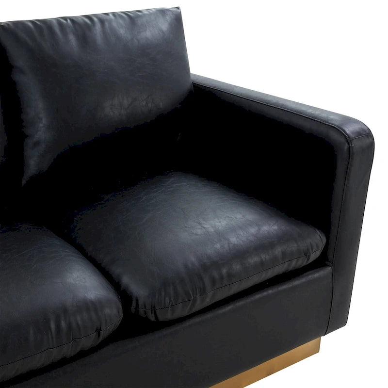 Causeuse moderne en cuir avec base et coussins dorés - 55.9