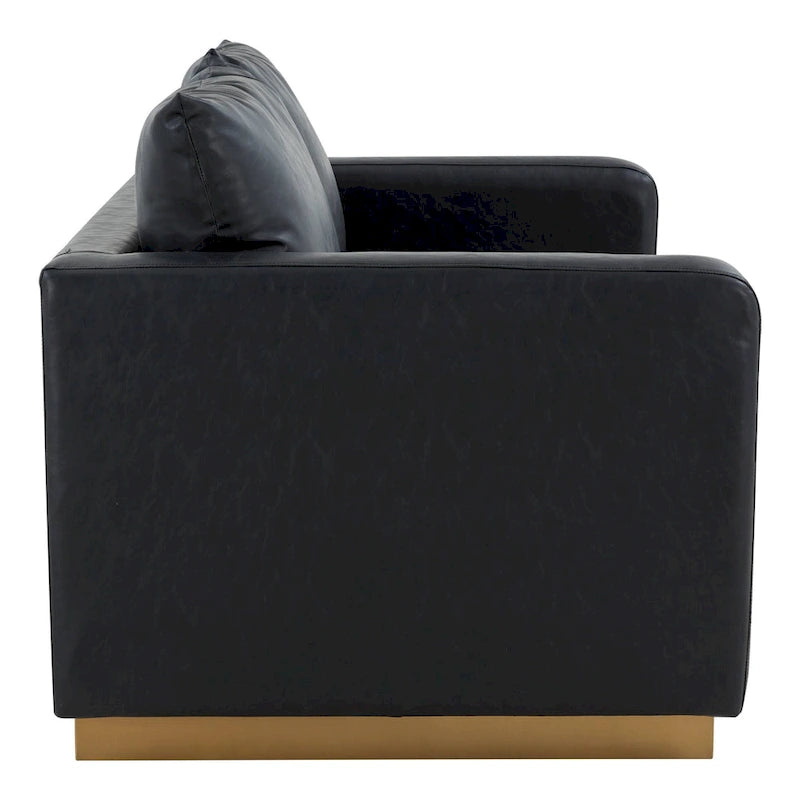 Causeuse moderne en cuir avec base et coussins dorés - 55.9