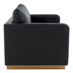 Causeuse moderne en cuir avec base et coussins dorés - 55.9