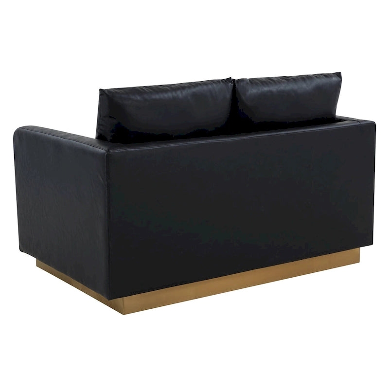 Causeuse moderne en cuir avec base et coussins dorés - 55.9