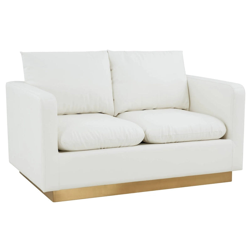 Causeuse moderne en cuir avec base et coussins dorés - 55.9