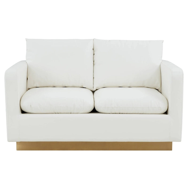 Causeuse moderne en cuir avec base et coussins dorés - 55.9