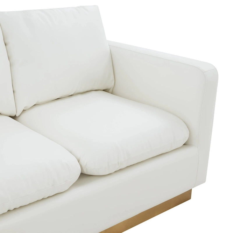 Causeuse moderne en cuir avec base et coussins dorés - 55.9