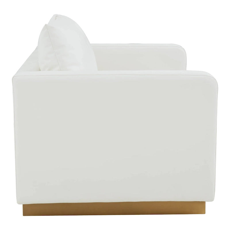 Causeuse moderne en cuir avec base et coussins dorés - 55.9